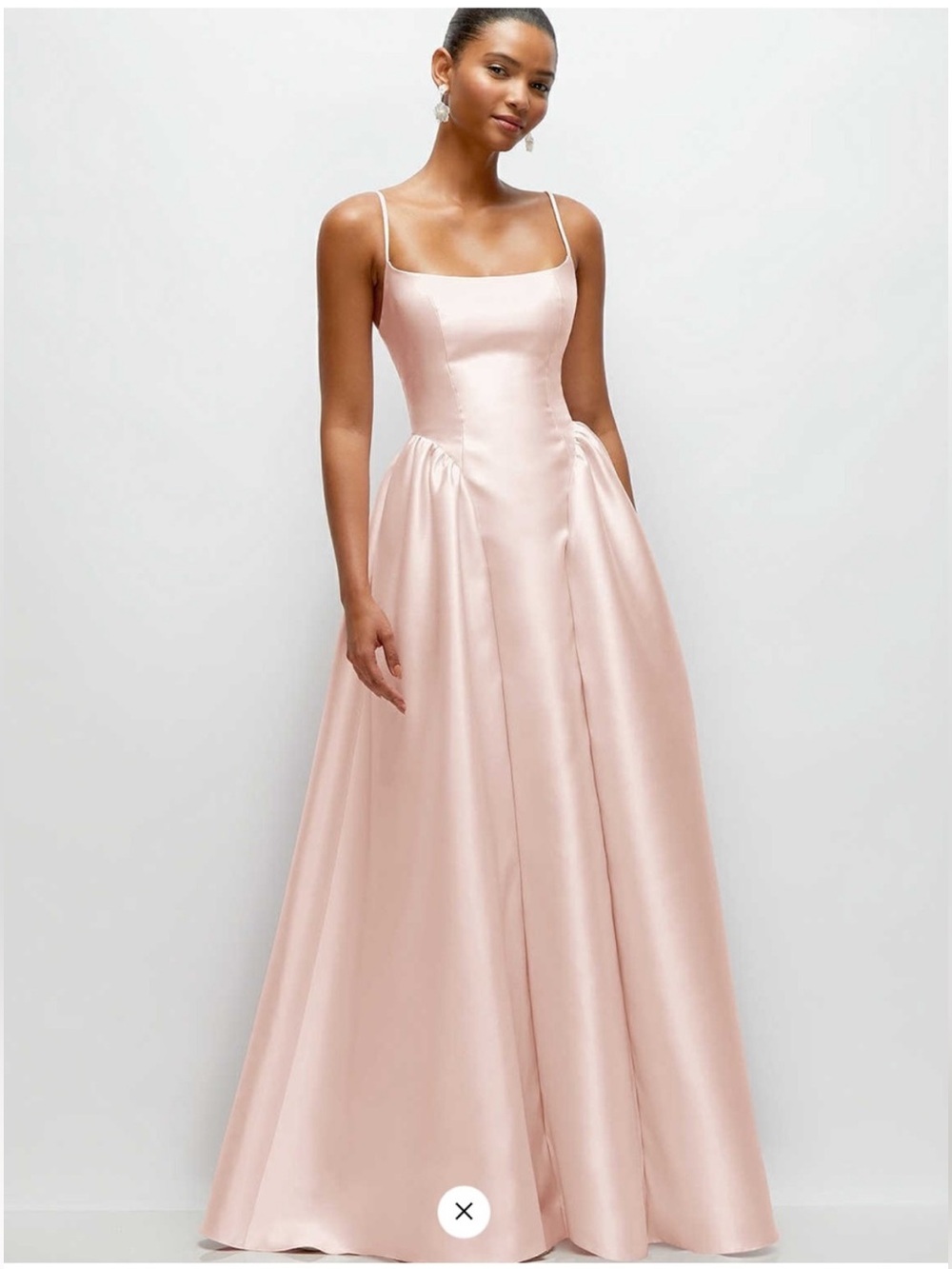 Dessy Collection Scoop Back Basque Skirt POCKETS Blush Satin Twill Maxi Dress 14